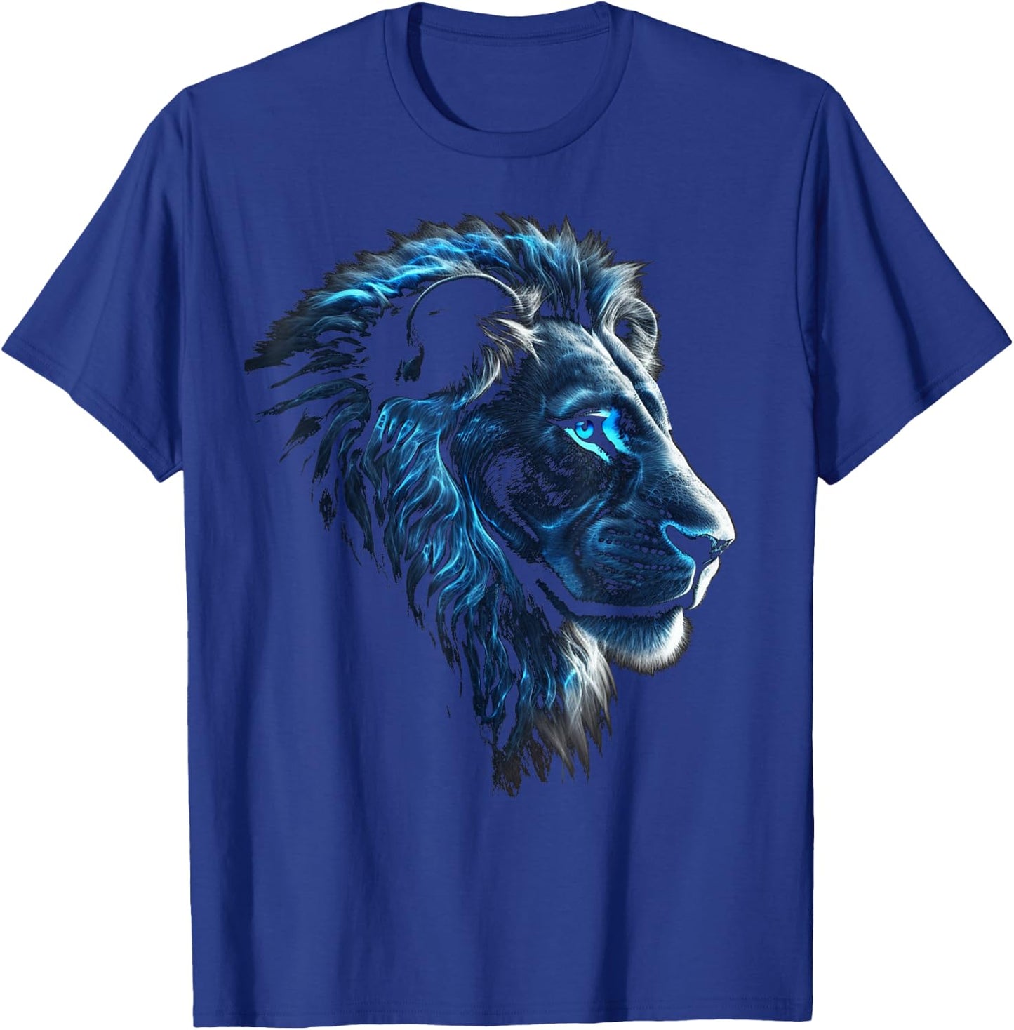 Lion Artwork, Blue Eyes, Animal Motif, Art Lion T-Shirt - T-Shirt | Royal