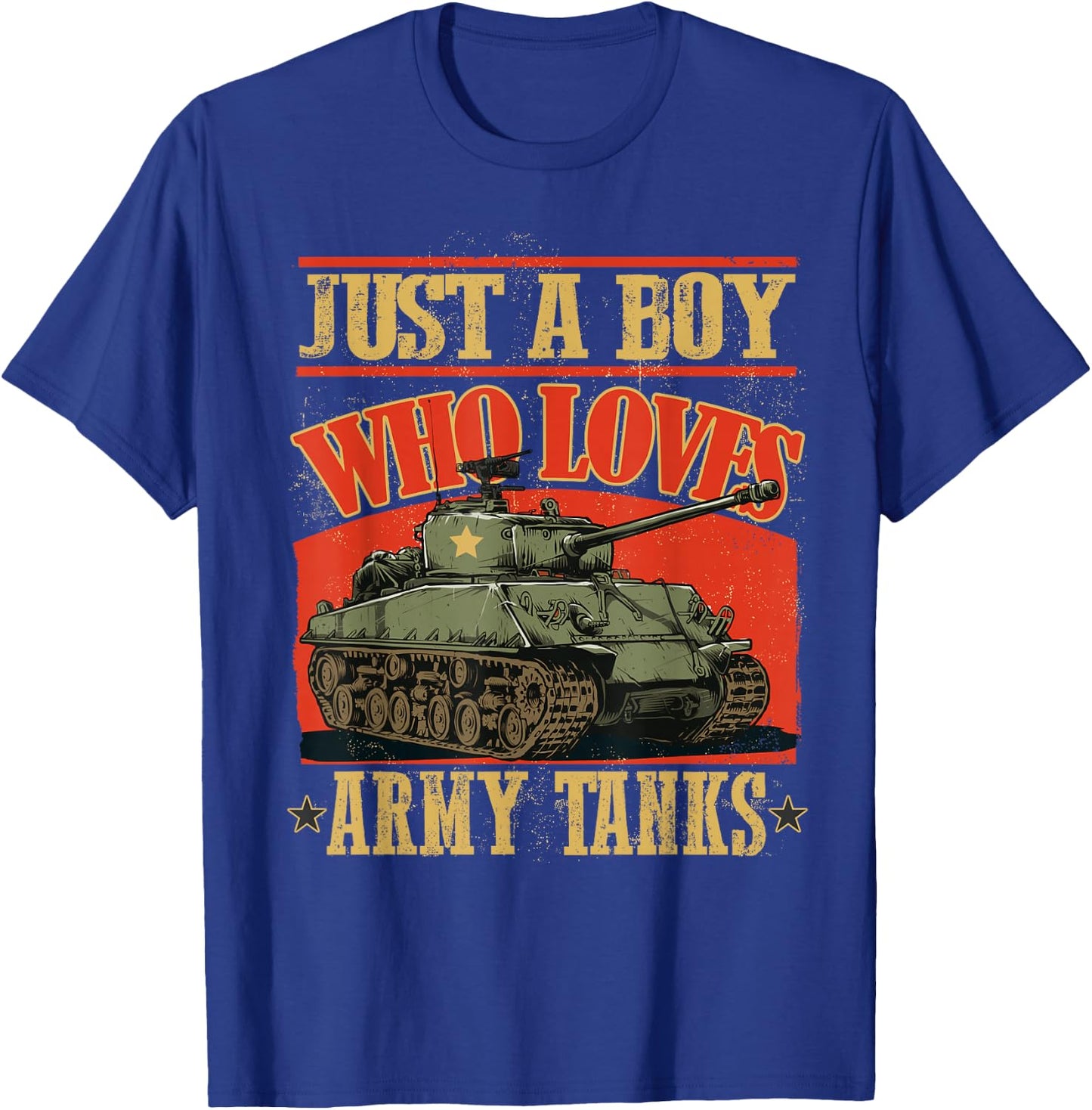 Just a Boy Who Loves Army Tanks a World War 2 Sherman Tank T-Shirt - T-Shirt | Royal