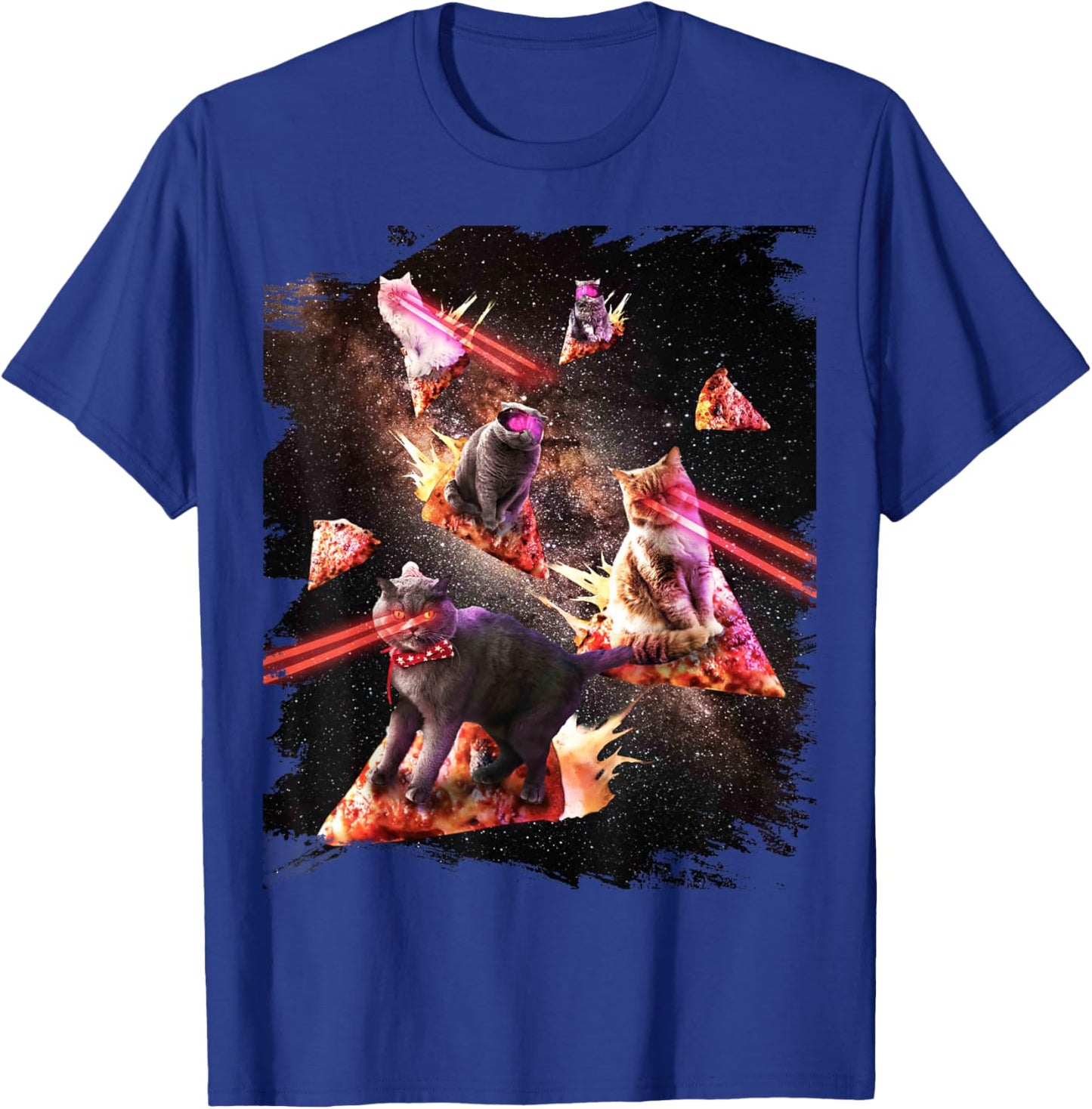 Galaxy Laser Cat - Space Pizza Cats with Lazer Eyes T-Shirt - T-Shirt | Royal