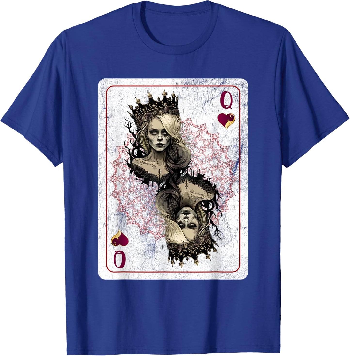 Creepy Poker Hearts Queen Card Game Creepy Gothic Fan T-Shirt - T-Shirt | Royal