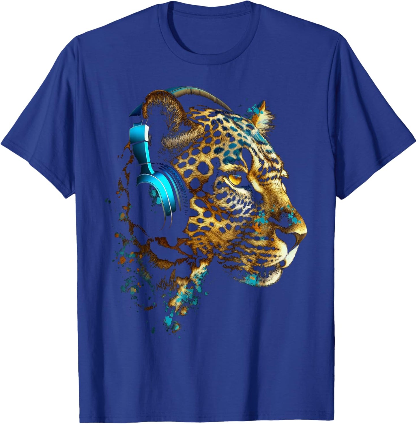 Leopard Music - Animal Lovers Art Headphones Animal Leopard T-Shirt - T-Shirt | Royal