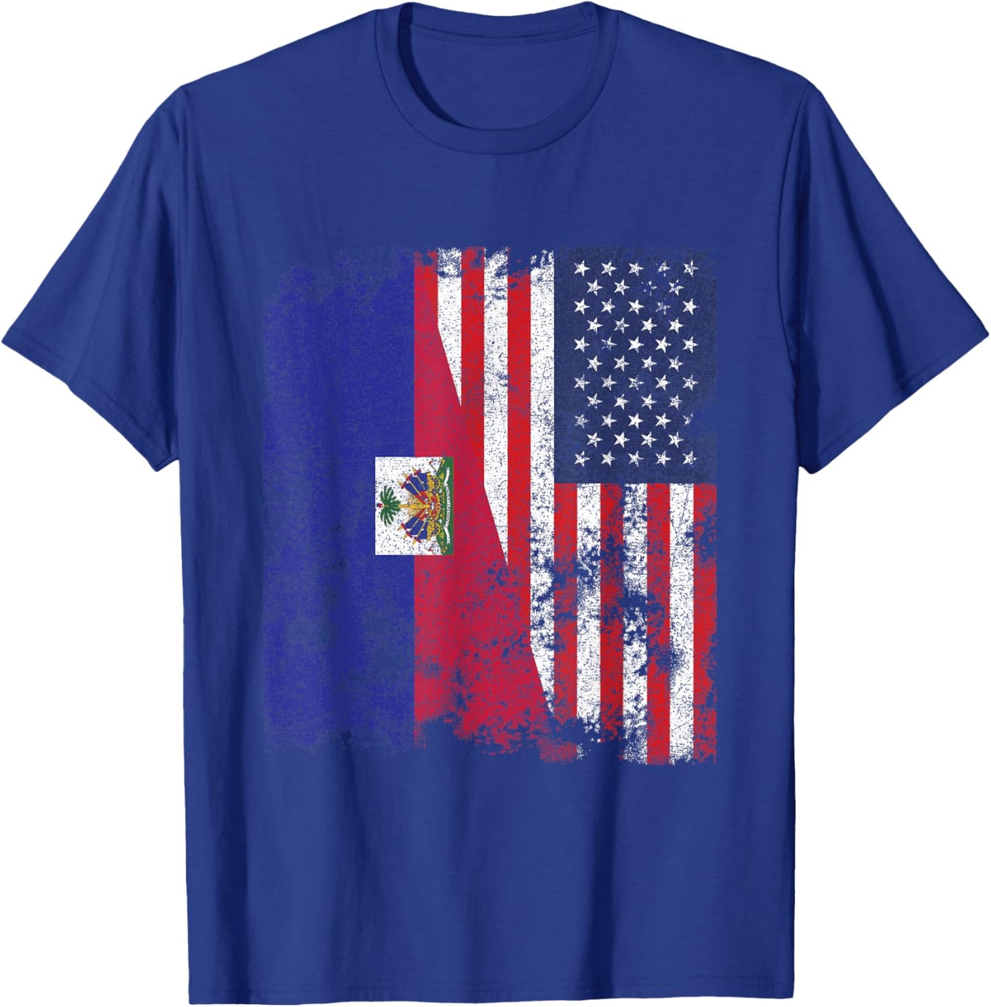 Haiti USA Flag Distressed - Half American Kids Men T-Shirt - T-Shirt | Royal