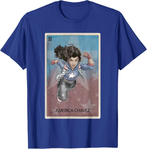 Marvel Comics Retro Classic America Chavez Playing Card T-Shirt - T-Shirt | Royal