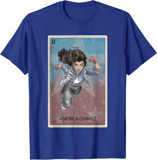 Marvel Comics Retro Classic America Chavez Playing Card T-Shirt - T-Shirt | Royal