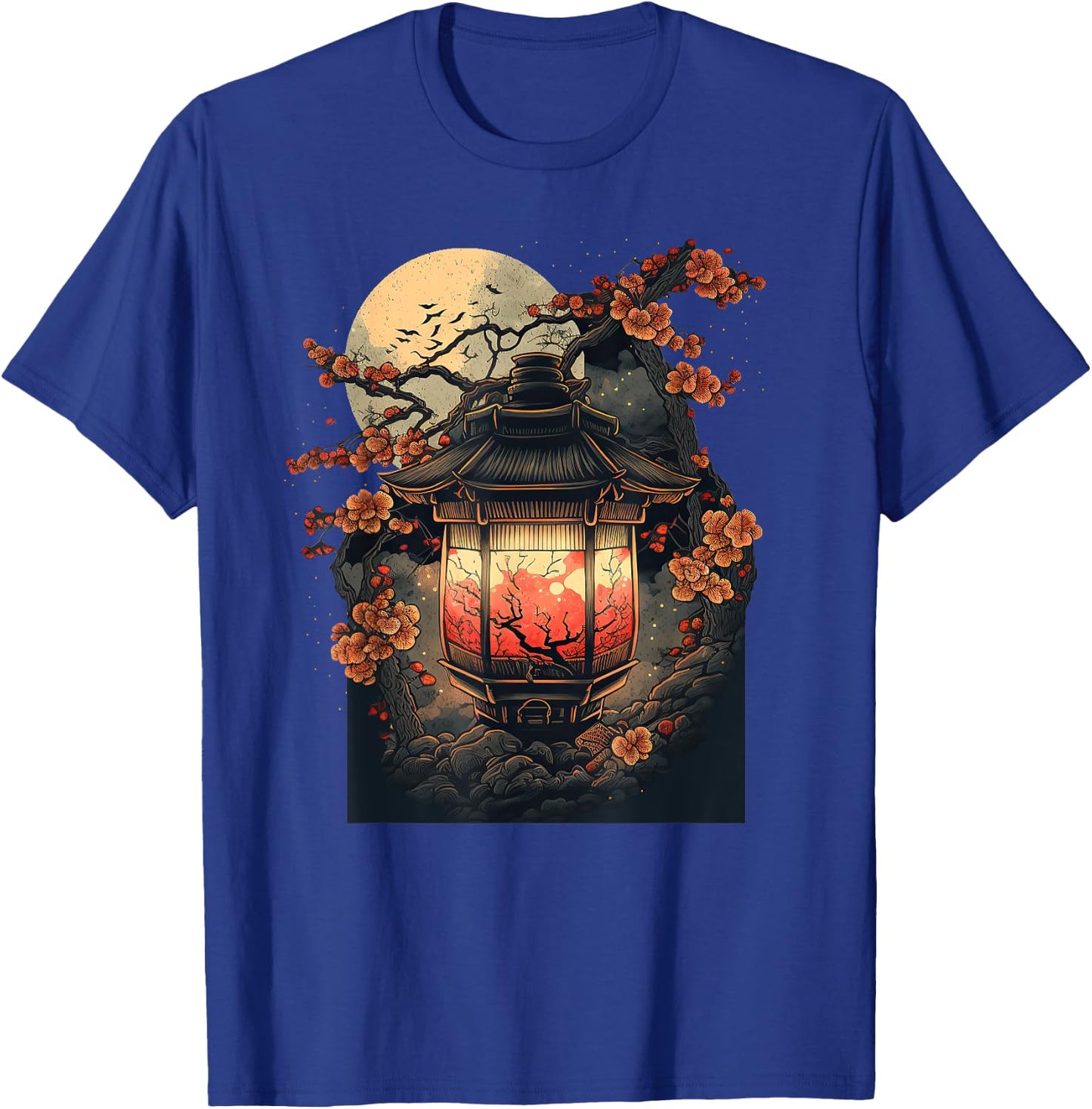 Japanese Pagoda Lantern Japan Art Sakura Blossom Zen Art T-Shirt - T-Shirt | Royal
