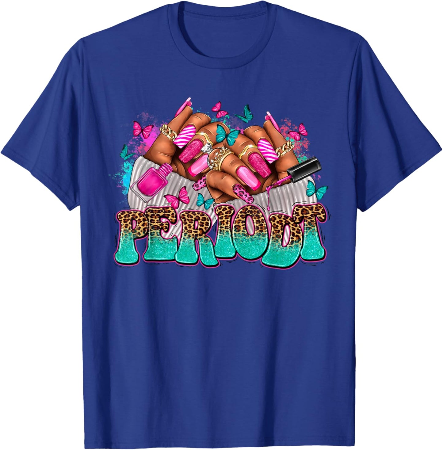 Gifts Afro Diva Leopard Periodt Nail Art Black Woman Hand T-Shirt - T-Shirt | Royal