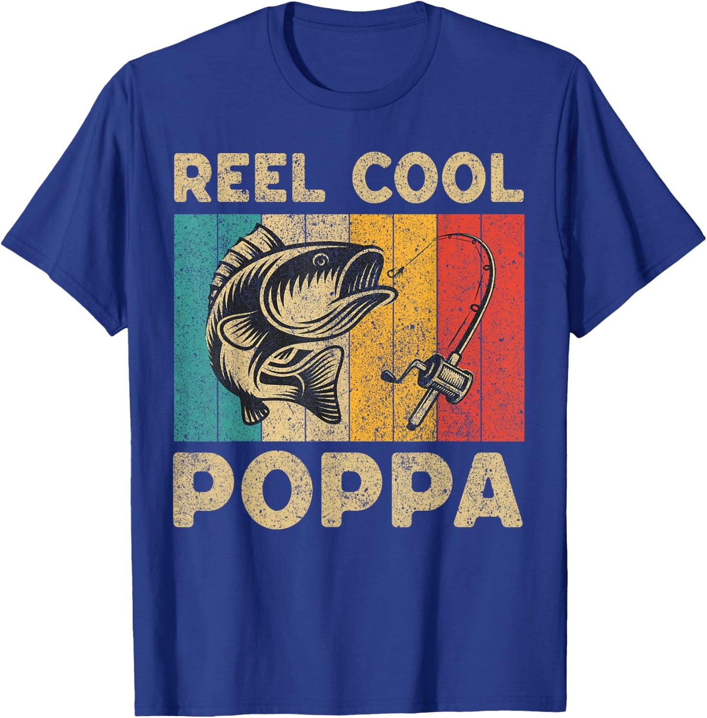 Father's Day Present Funny Fishing Reel Cool Poppa T-Shirt - T-Shirt | Royal