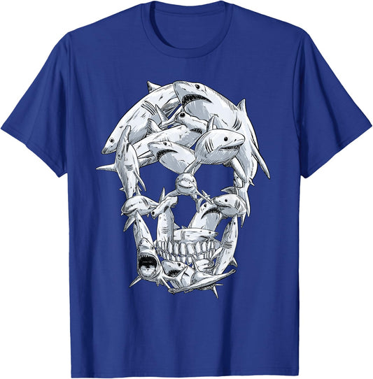 Sharks skull women kids boys girls shark Halloween T-Shirt - T-Shirt | Royal
