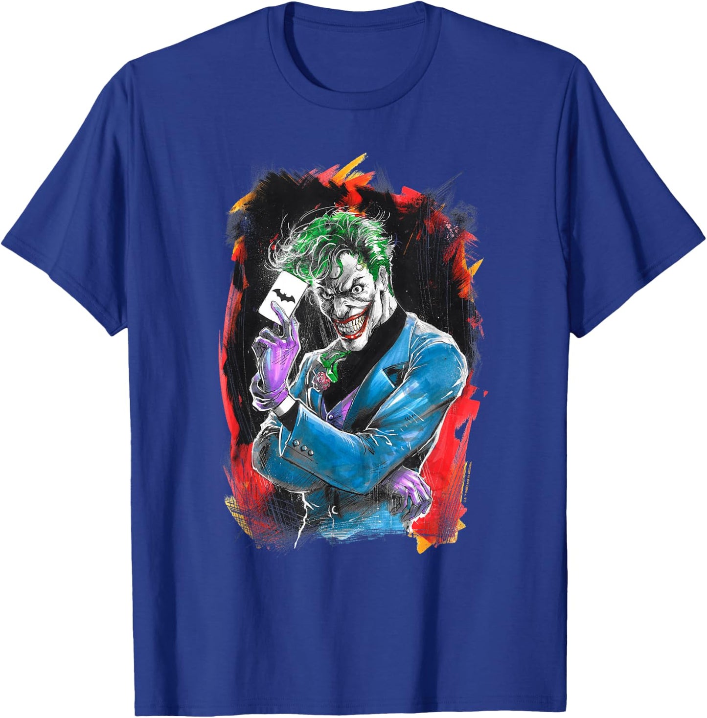 WB100 DC Comics Joker Prince Of Crime Flaming Card T-Shirt - T-Shirt | Royal