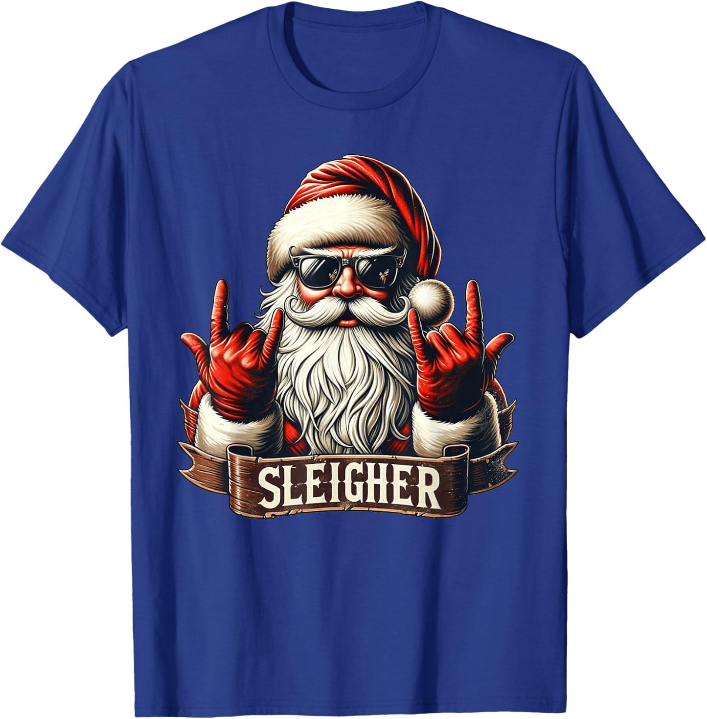 Sleigher Hail Santa Claus Christmas Rock Music Men Women T-Shirt - T-Shirt | Royal