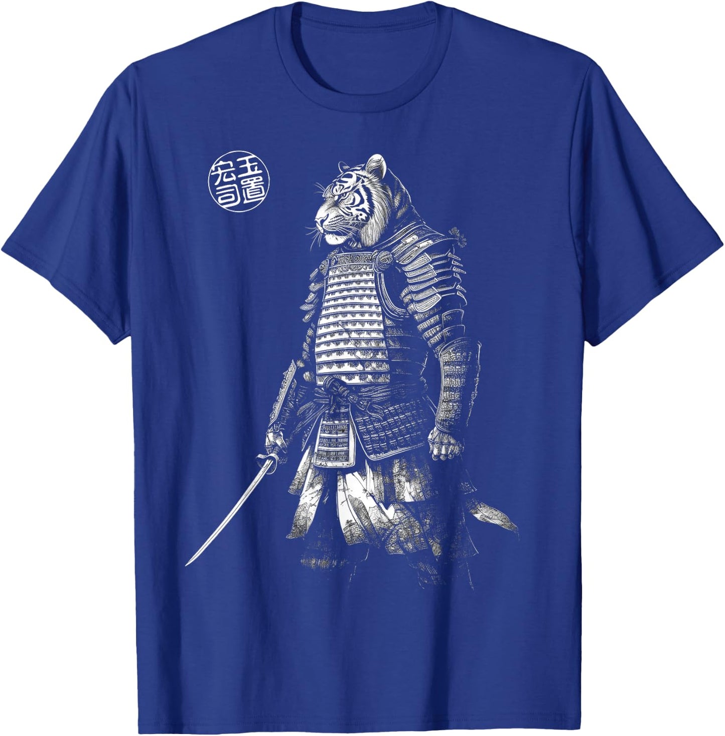Japanese Aesthetics Tiger Samurai Beast Graphic T-Shirt - T-Shirt | Royal