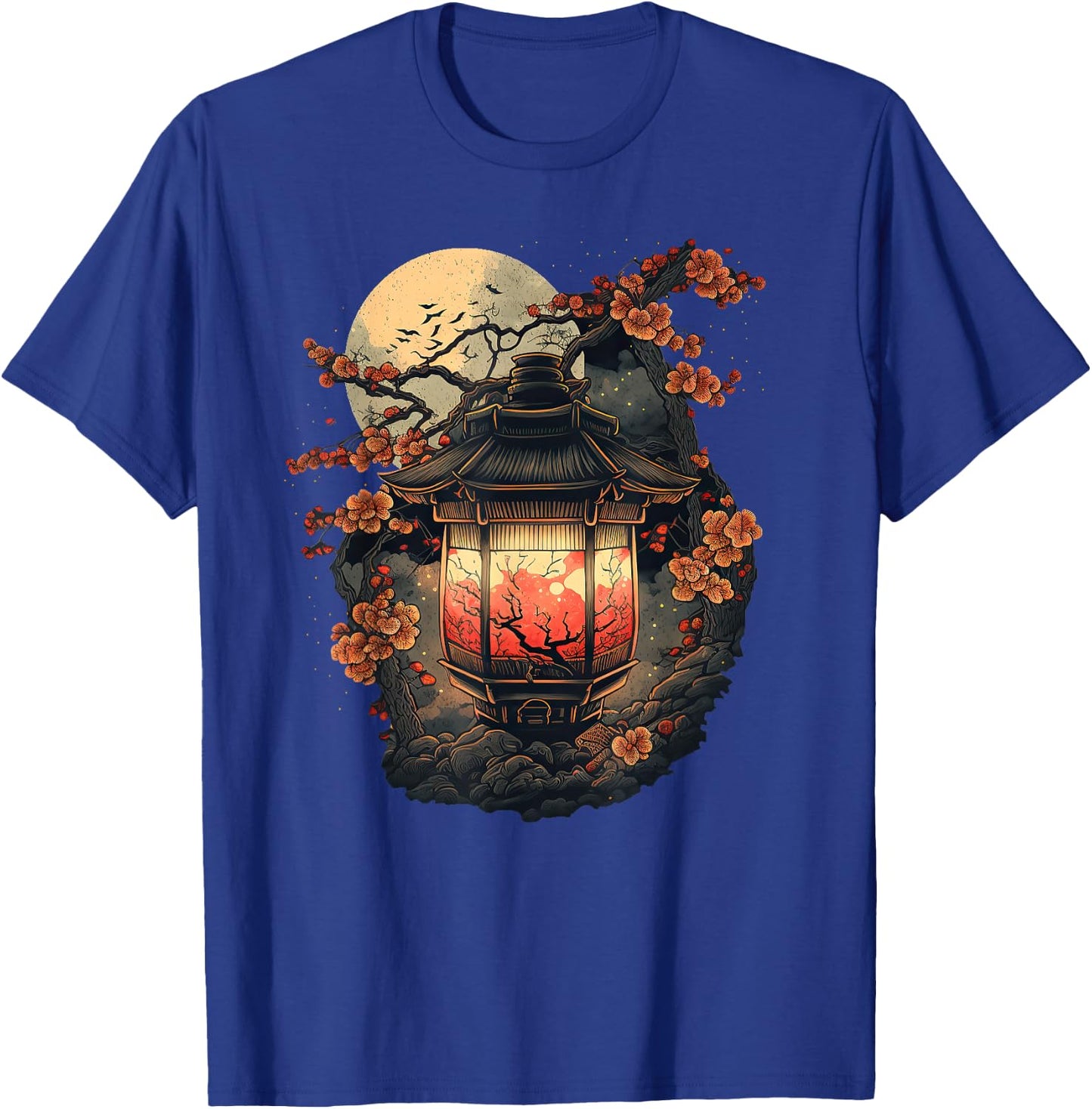 Japan Art Japanese Pagoda Lantern Sakura Blossom Aesthetic T-Shirt - T-Shirt | Royal