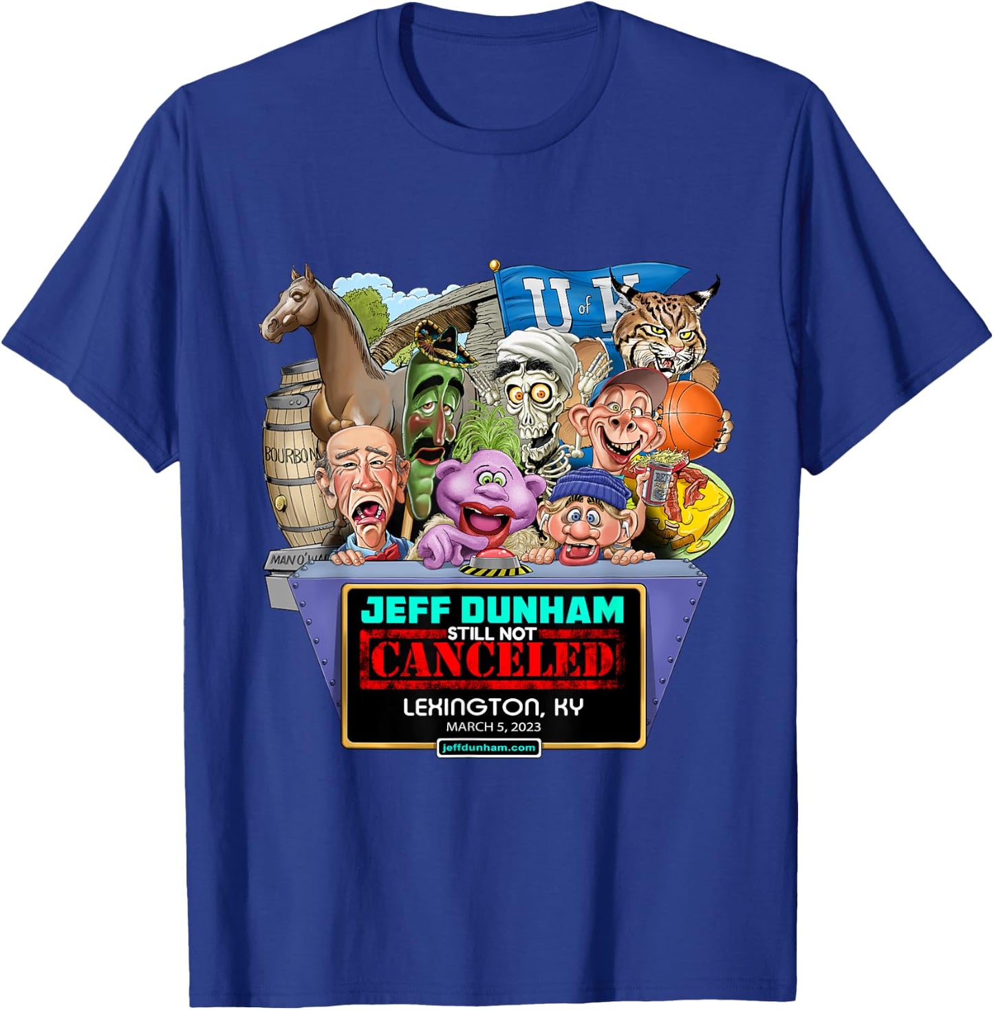 Jeff Dunham Lexington, KY (2023) T-Shirt - T-Shirt | Royal
