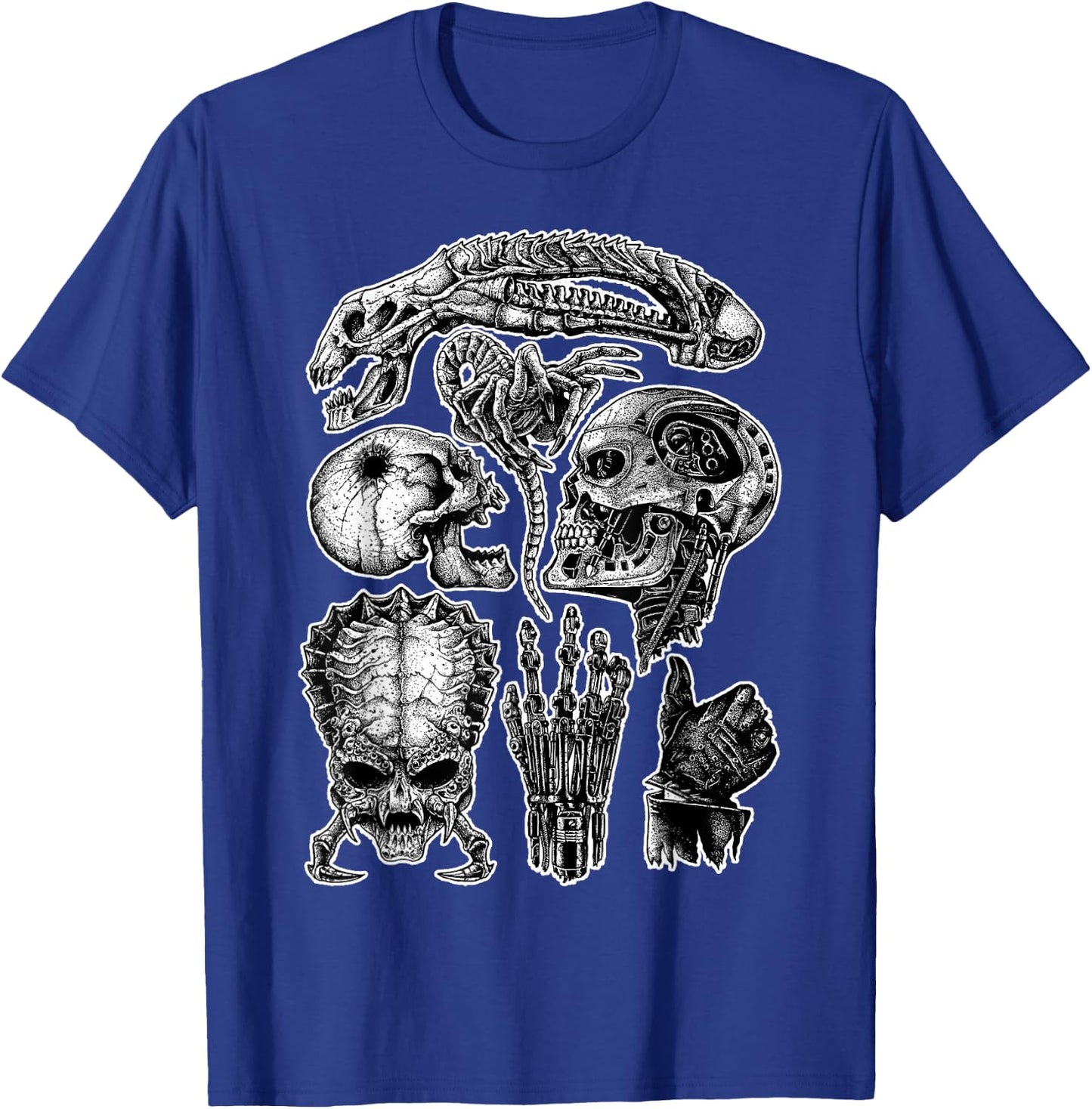 Monster's Skulls Gore Dark Spooky Skulls Horror Halloween T-Shirt - T-Shirt | Royal