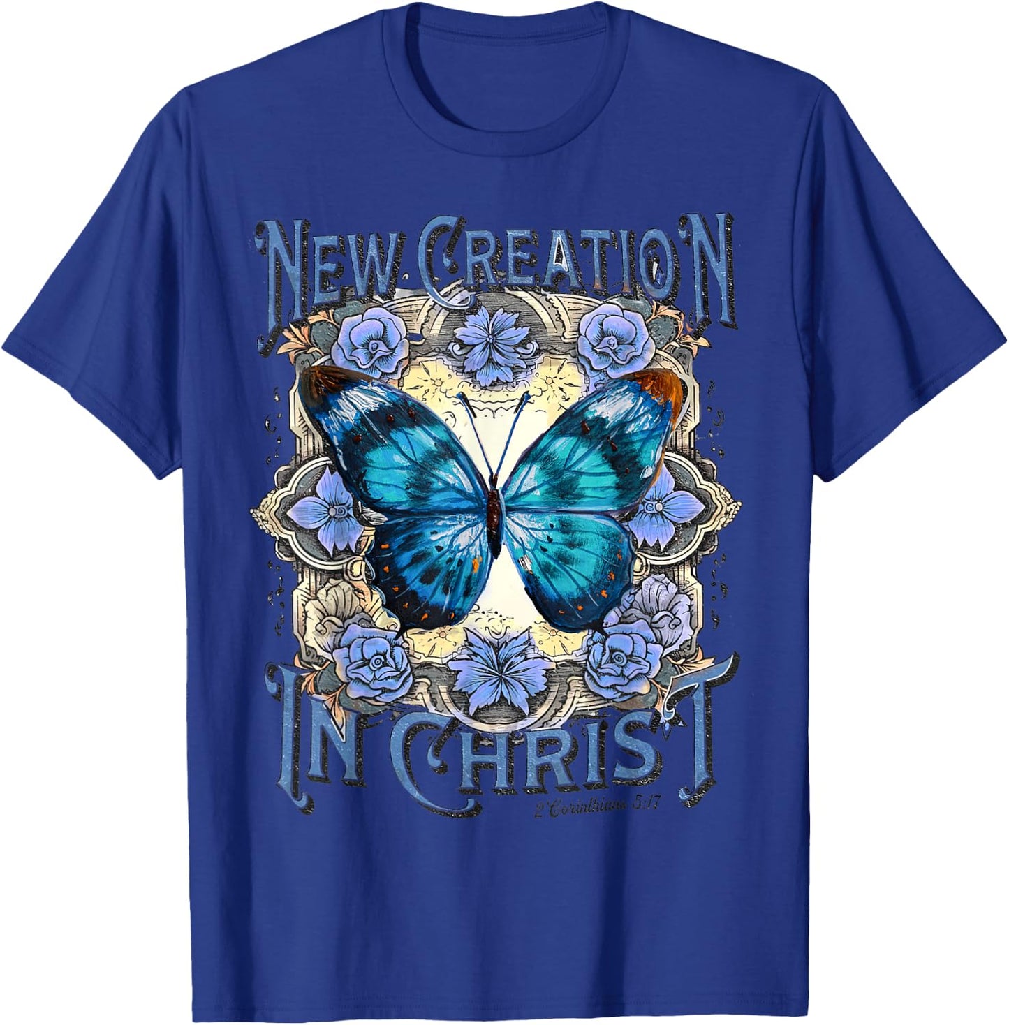 Boho Christian Jesus, Butterfly New Creation In Christ T-Shirt - T-Shirt | Royal