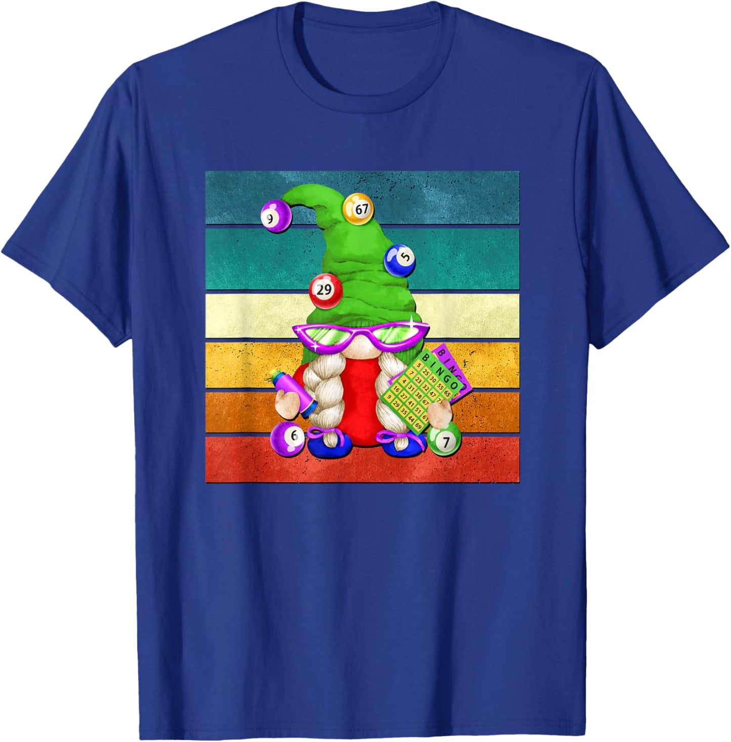 Vintage Grandma Bingo Gnome Graphic Bingo Night T-Shirt - T-Shirt | Royal