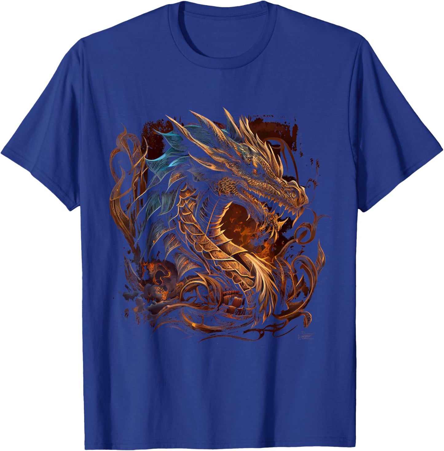Beautiful Vintage Dragon Lover Fantasy Art Cool Illustration T-Shirt - T-Shirt | Royal