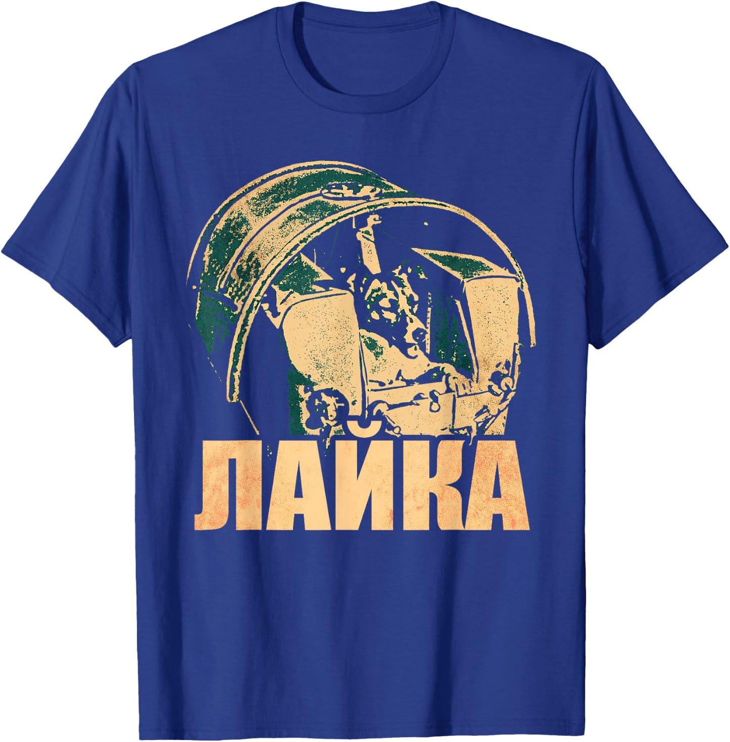 Laika Dog Animal Space Astronaut Soviet Union Cyrillic T-Shirt - T-Shirt | Royal