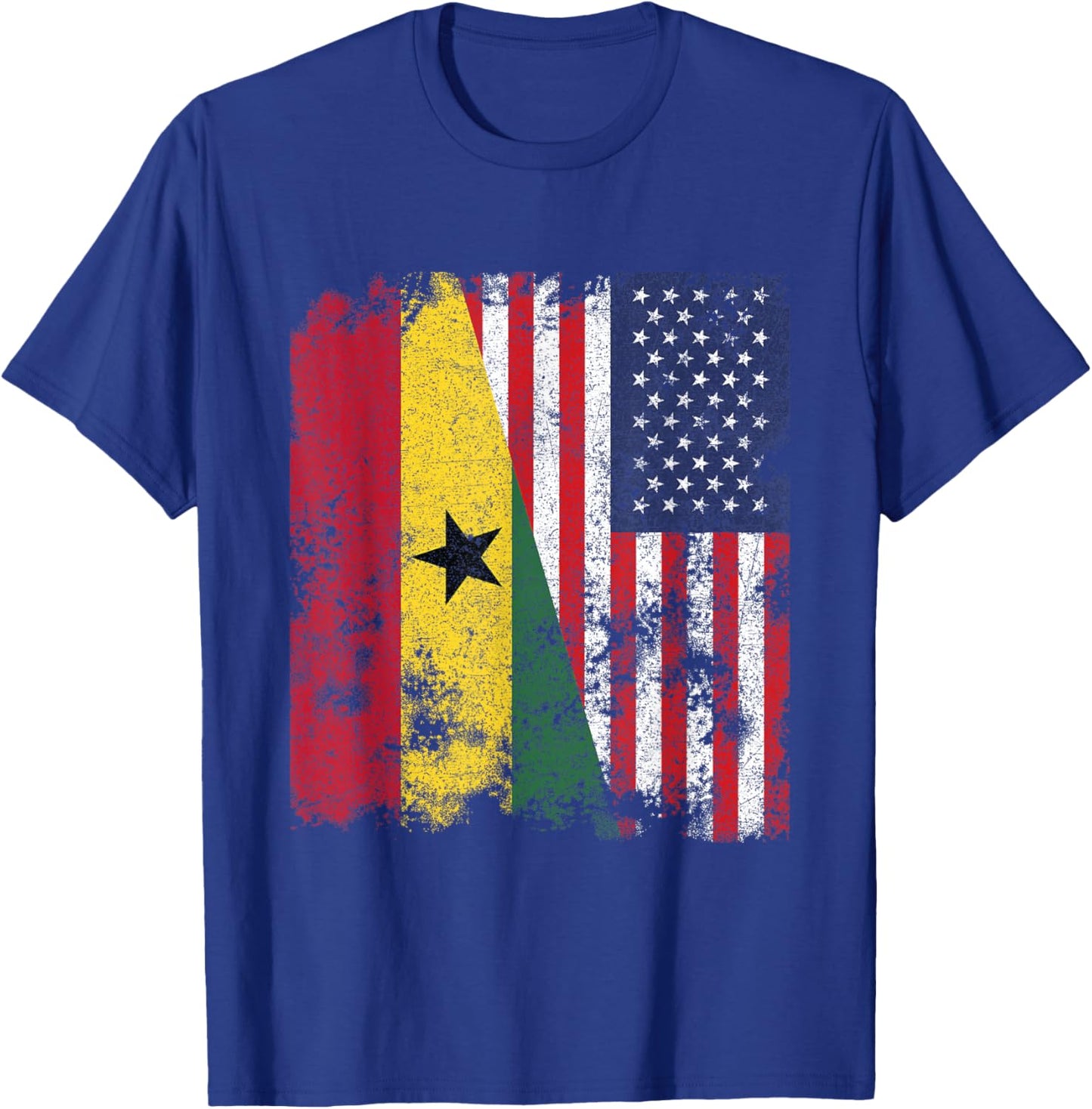 Ghana USA Flag Distressed - Half American T-Shirt - T-Shirt | Royal