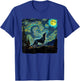 Wolf Starry Night Wilderness Howling Moon Van Gogh Painting T-Shirt - T-Shirt | Royal