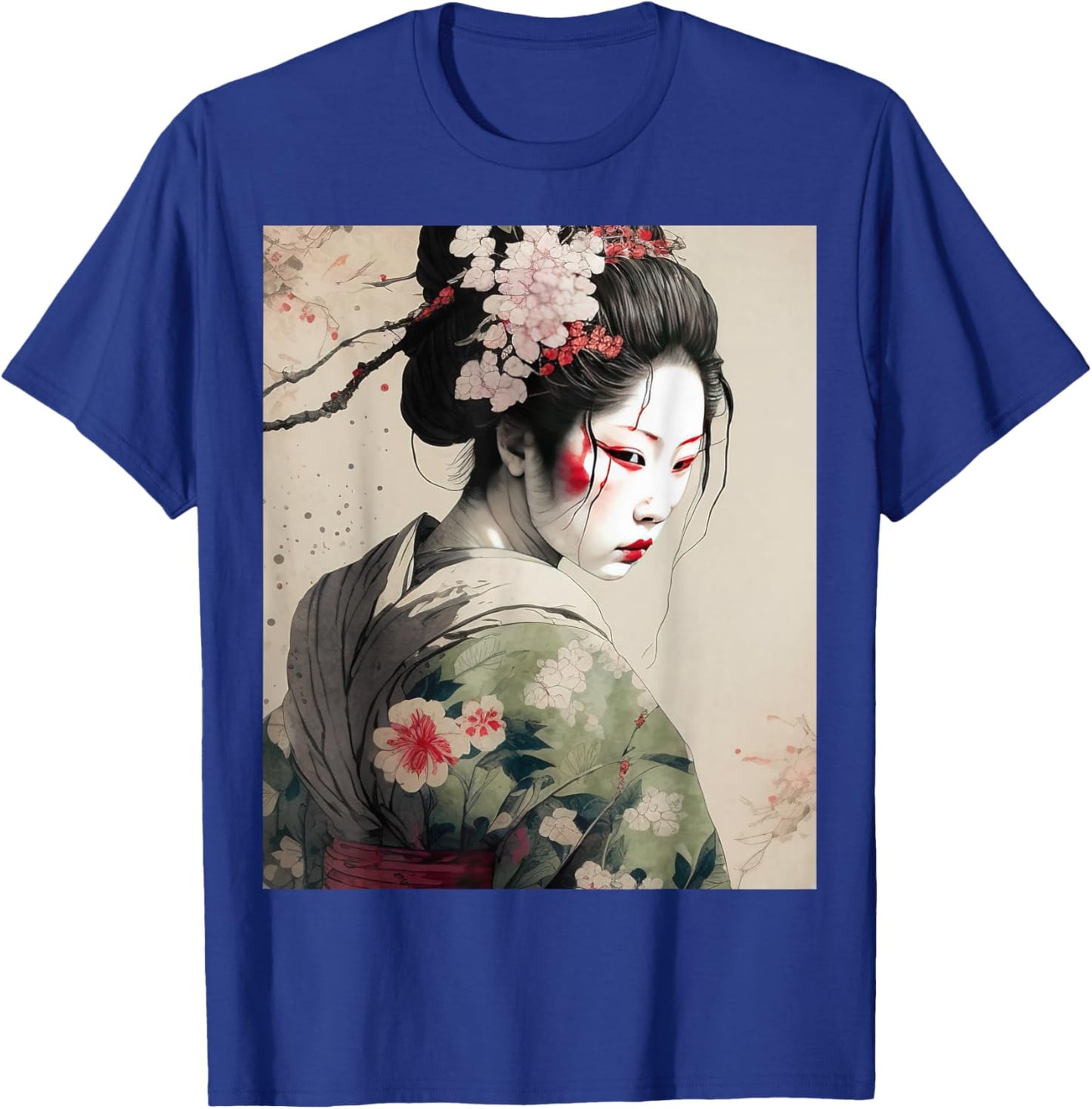 Beautiful Japanese Dark Geisha Sakura Blossoms Kimono T-Shirt - T-Shirt | Royal