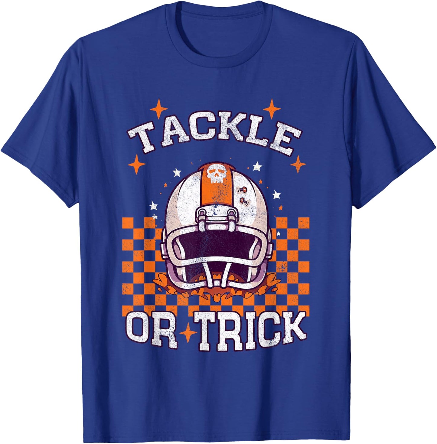 Tackle Football Halloween Spooky Sports Boys Kid T-Shirt - T-Shirt | Royal