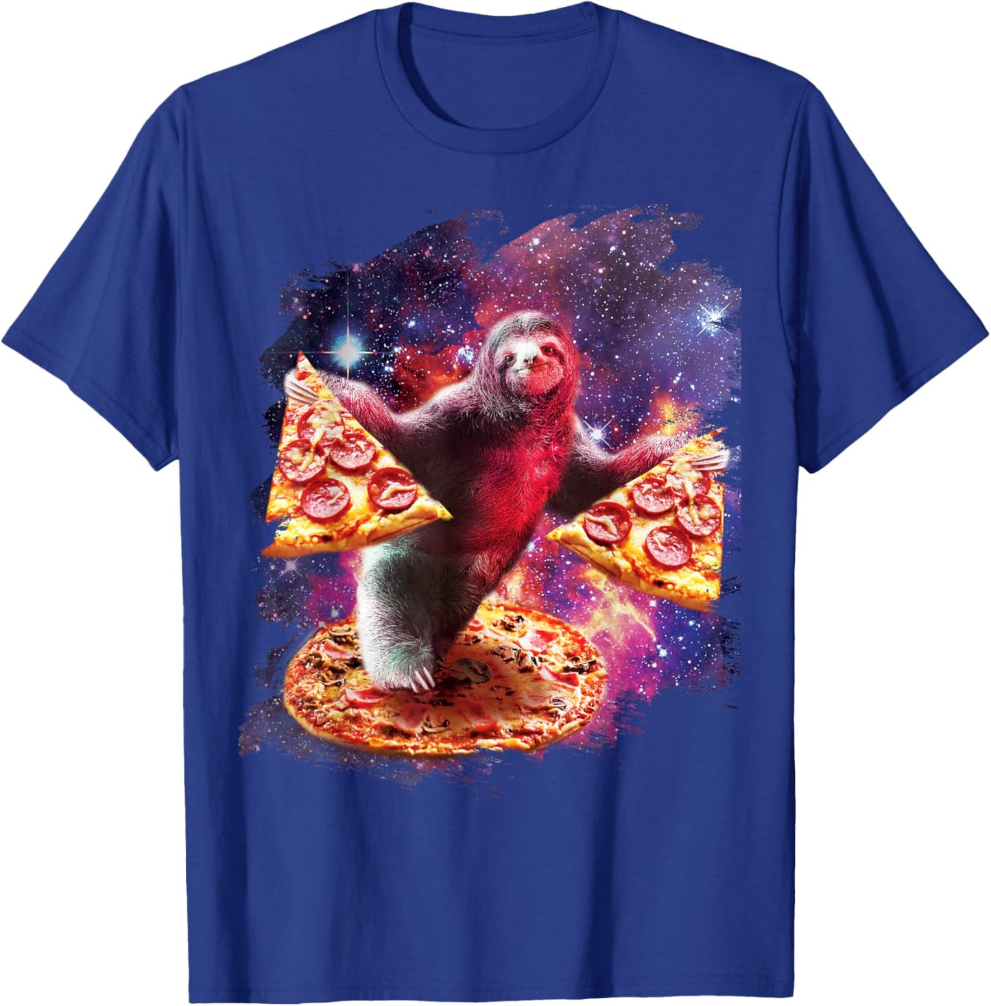 Trippy Space Sloth Turtle - Sloth Pizza T-Shirt - T-Shirt | Royal