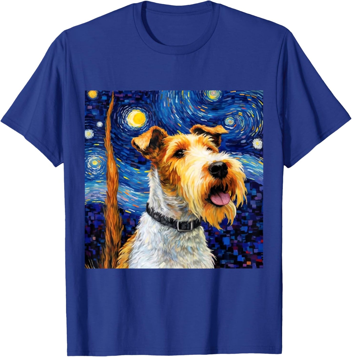 Wire Fox Terrier Starry Night - Wire Fox Terrier T-Shirt - T-Shirt | Royal