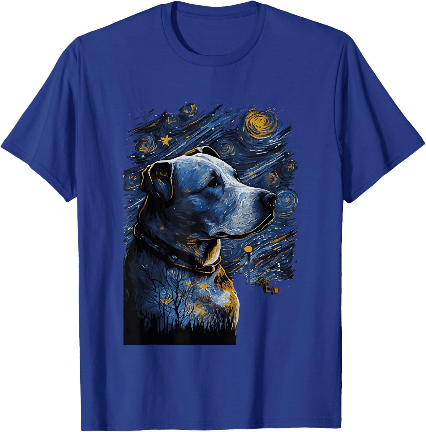Pitbull Starry Night Dog T-Shirt - T-Shirt | Royal