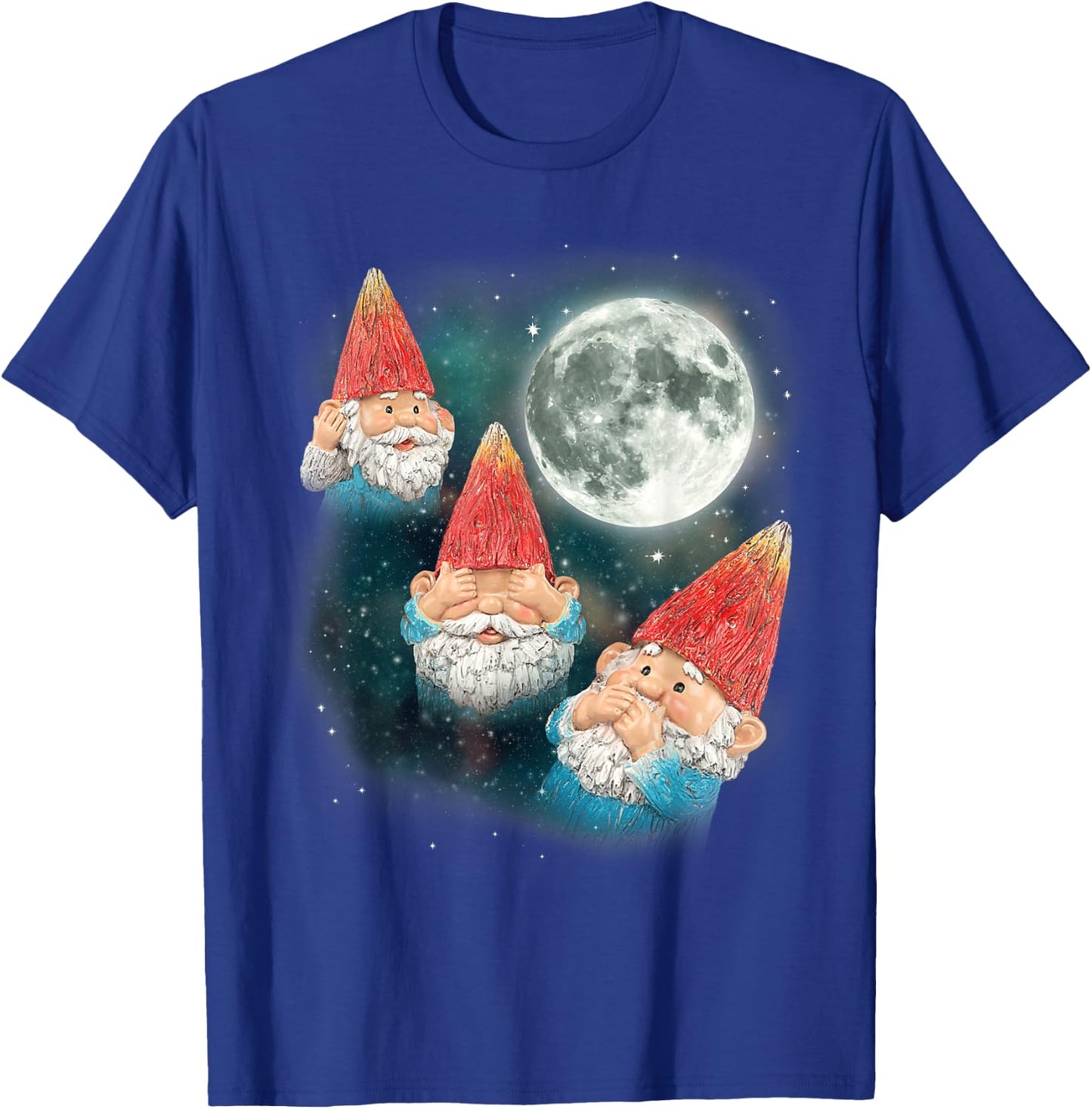 Gnome Shirt | 3 Gnome Moon Magical Galaxy Gnome Costume T-Shirt - T-Shirt | Royal