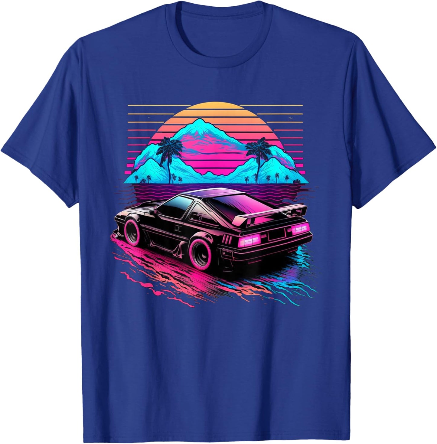 Japanese Retro Futuristic Synthwave Car Racing JDM Tuning T-Shirt - T-Shirt | Royal