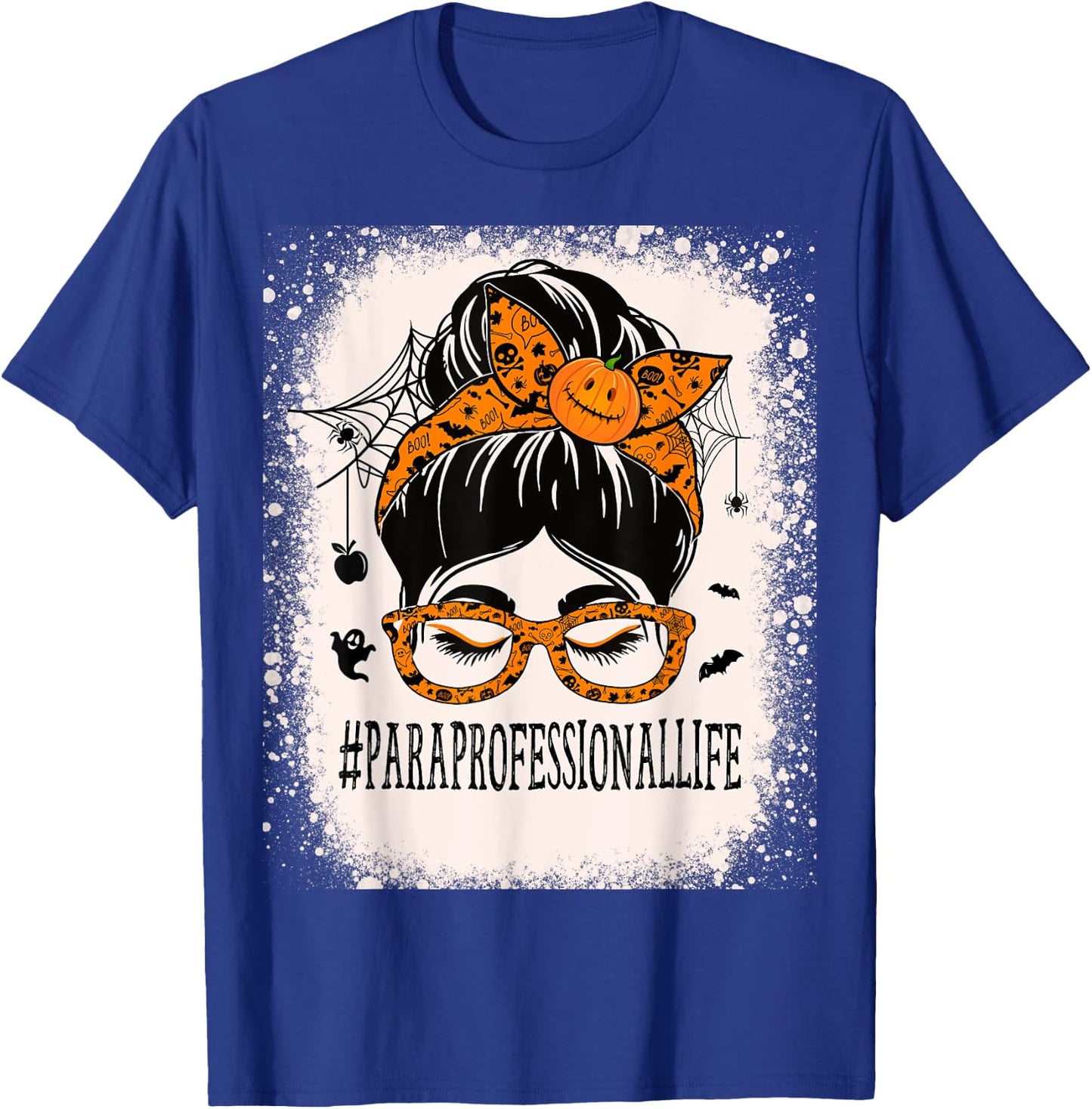 Paraprofessional Halloween Messy Bun Paraeducator T-Shirt - T-Shirt | Royal