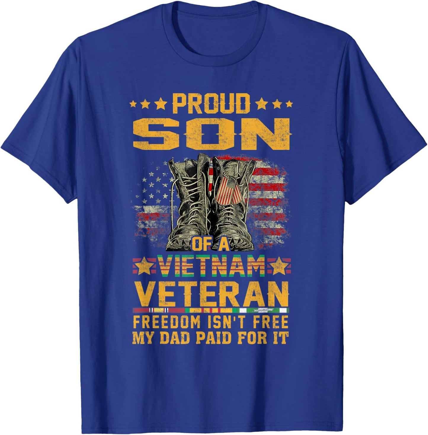 Proud Son Of Vietnam Veteran Patriotic Vet Flag USA for Kids Men T-Shirt - T-Shirt | Royal