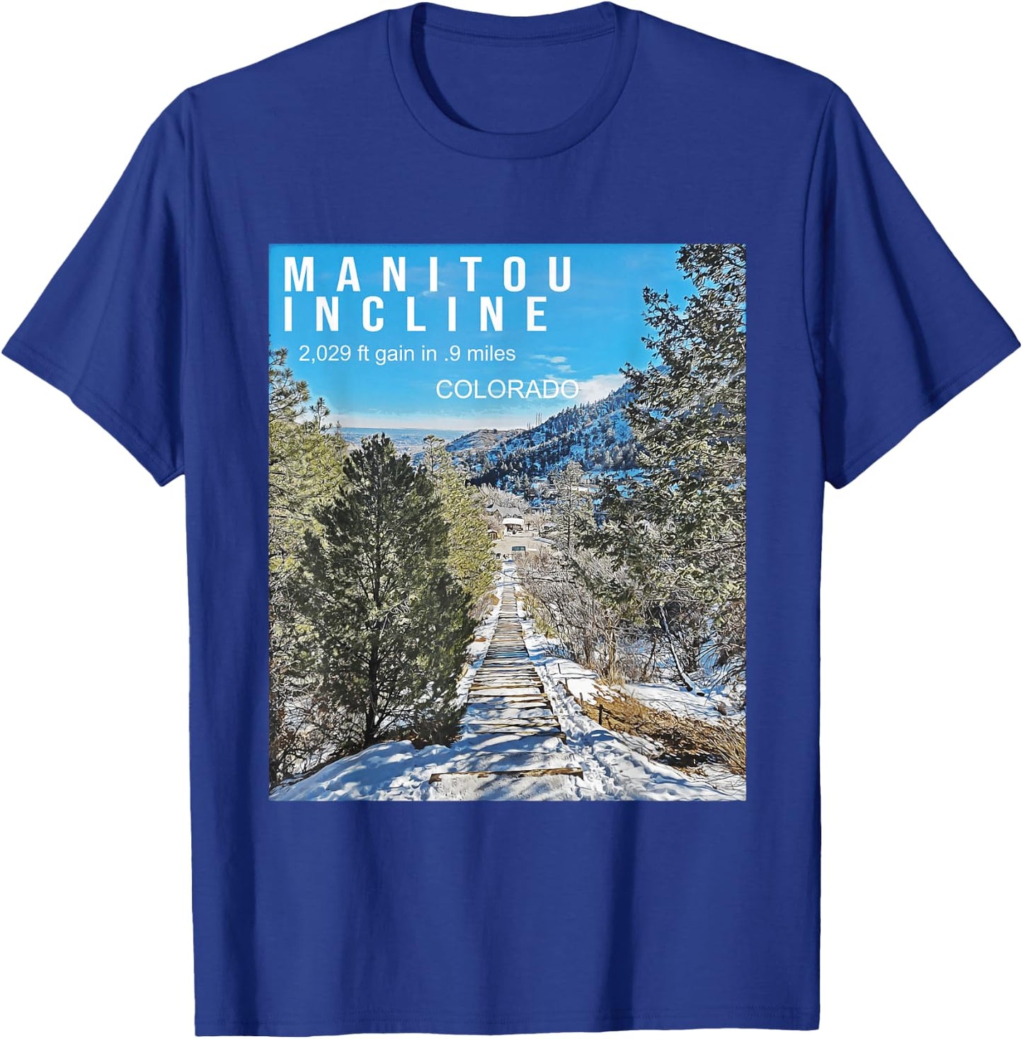Manitou Springs Incline Gifts for Colorado Hiking T-Shirt - T-Shirt | Royal