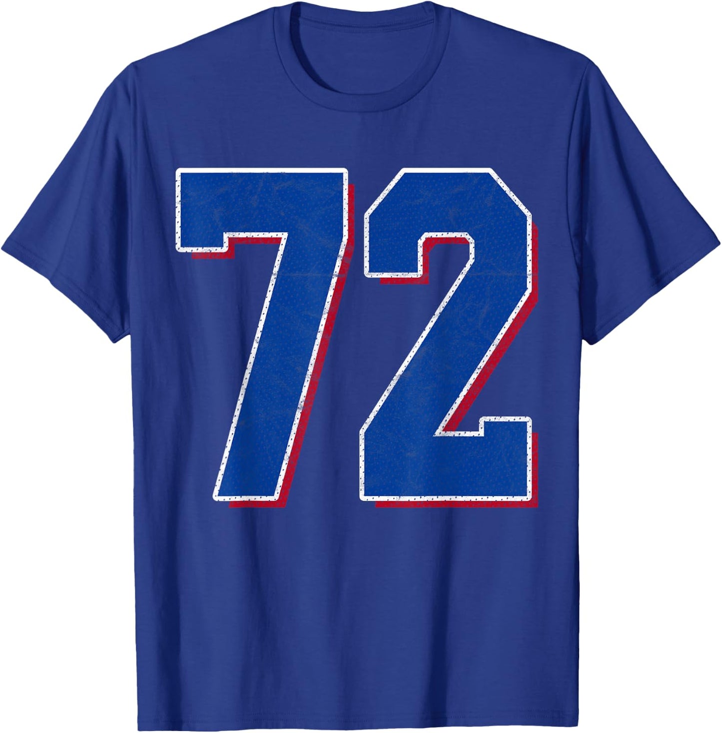 Number 72 Numbered Uniform Sports Team Jersey 72nd Birthday T-Shirt - T-Shirt | Royal