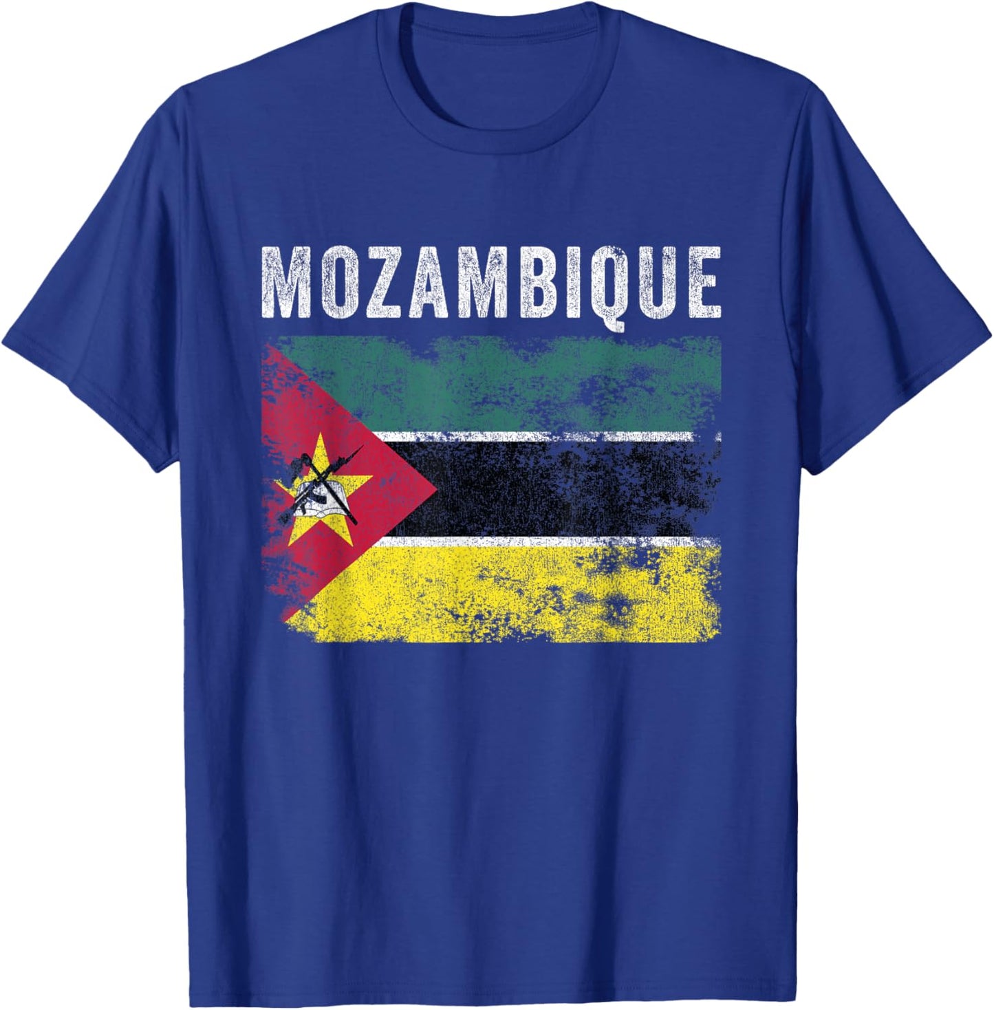 Mozambique Flag Distressed - Men Women - Mozambican Flag T-Shirt - T-Shirt | Royal