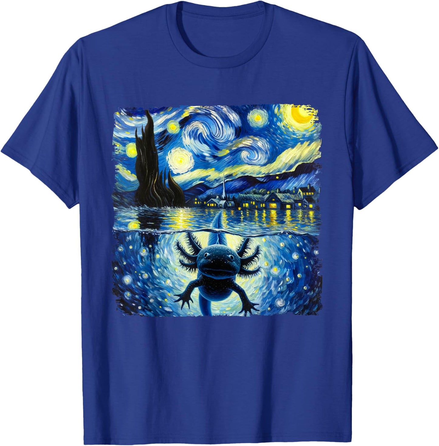 Graphic Axolotls Starry Night Outfit Van Gogh Axolotl Animal T-Shirt - T-Shirt | Royal