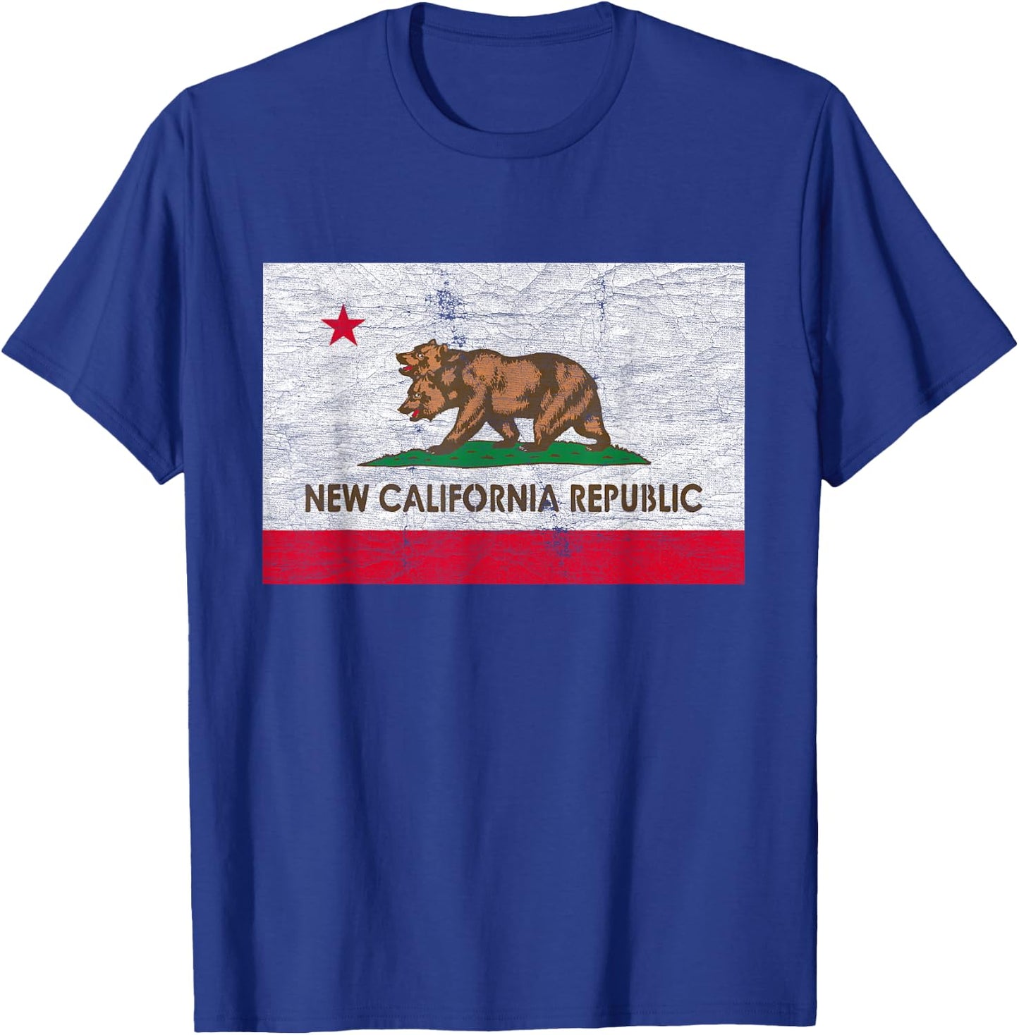 New California Republic Retro Distressed NCR Flag T-Shirt - T-Shirt | Royal