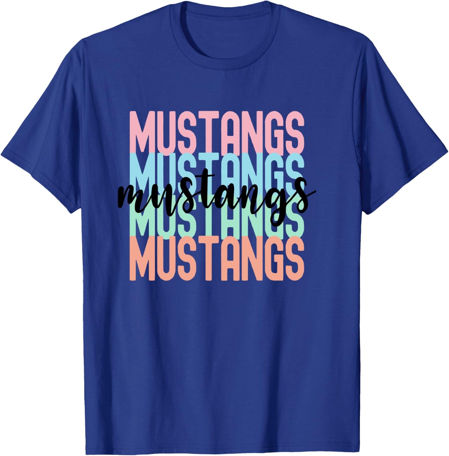 Mustangs Team Mascot School Spirit Game Night T-Shirt - T-Shirt | Royal