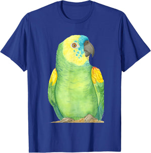 Blue-fronted Amazon Watercolor Parrot Portrait T-Shirt - T-Shirt | Royal