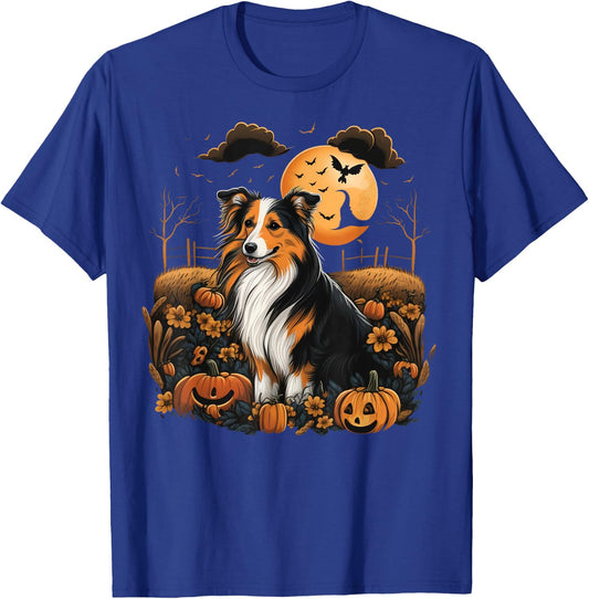 Pumpkin Shetland Sheepdog costume on Sheltie Halloween Women Kids T-Shirt - T-Shirt | Royal