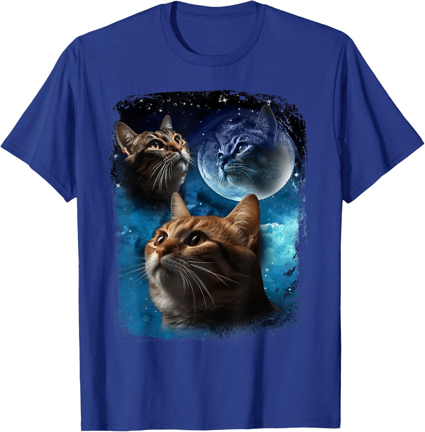 Three Cats Howl at Moon Vintage Funny Cat Howling wolf meme T-Shirt - T-Shirt | Royal
