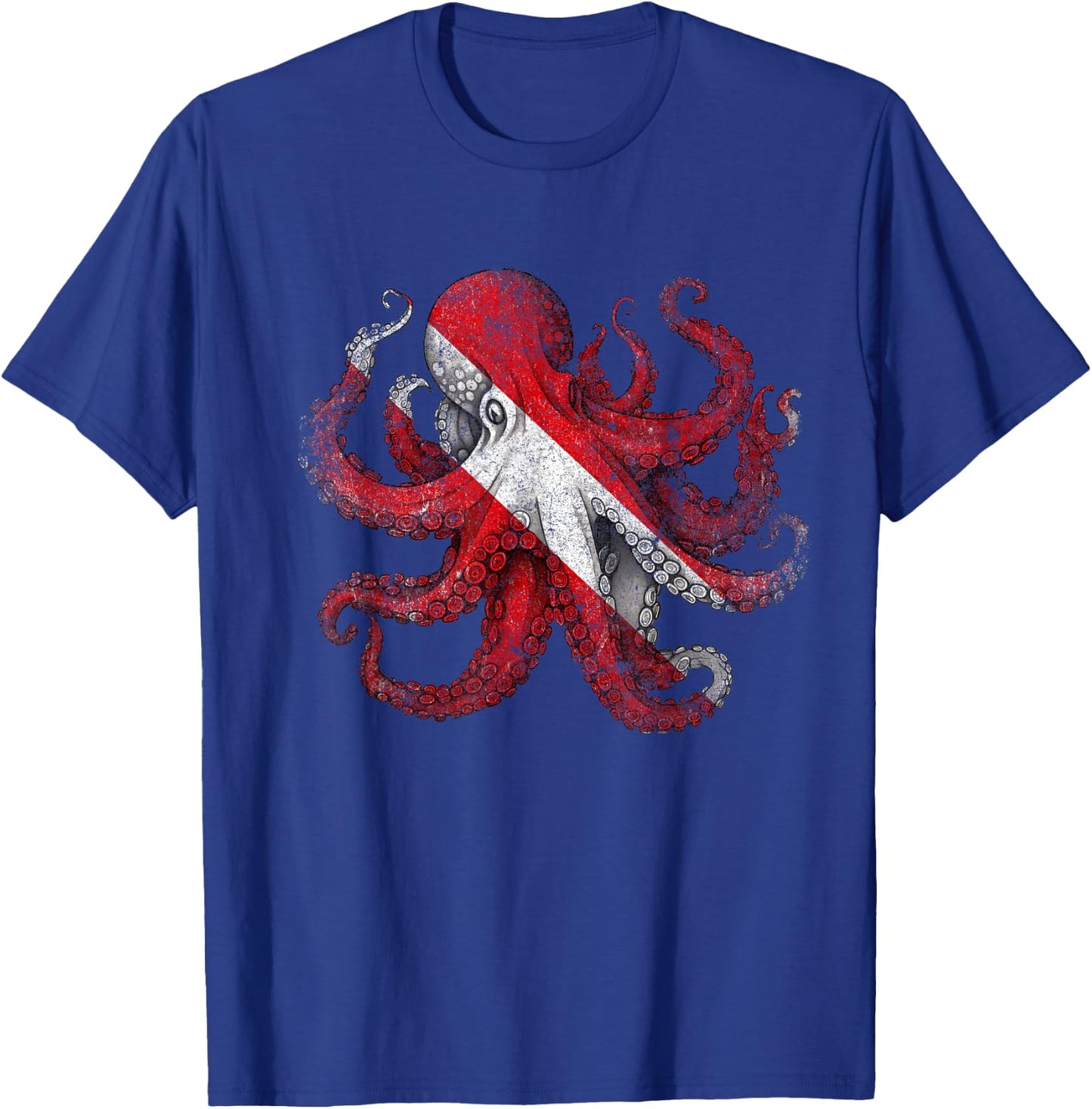 Octopus Scuba Kraken Dive Diving Flag T-Shirt - T-Shirt | Royal
