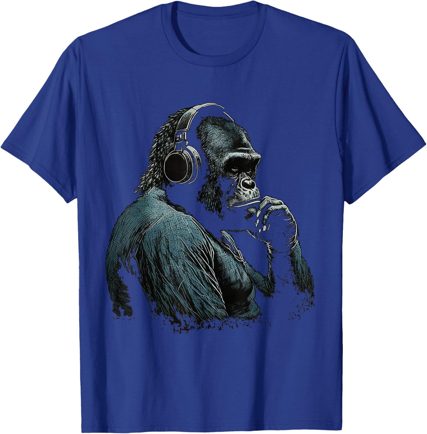 Gorilla Music Artwork Monkey Art Animal T-Shirt - T-Shirt | Royal