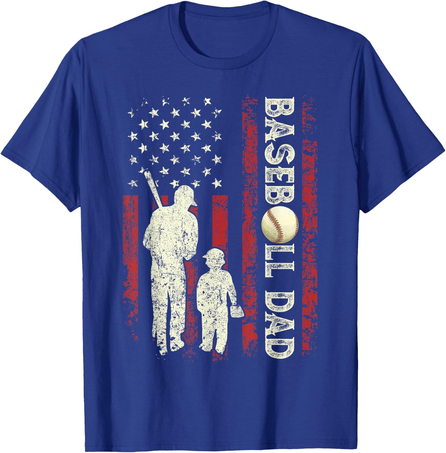 Fathers Day Baseball Dad USA Flag Gifts For Dad Men Baseball T-Shirt - T-Shirt | Royal
