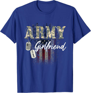 Proud Army Girlfriend American Veteran Military Gift T-Shirt - T-Shirt | Royal