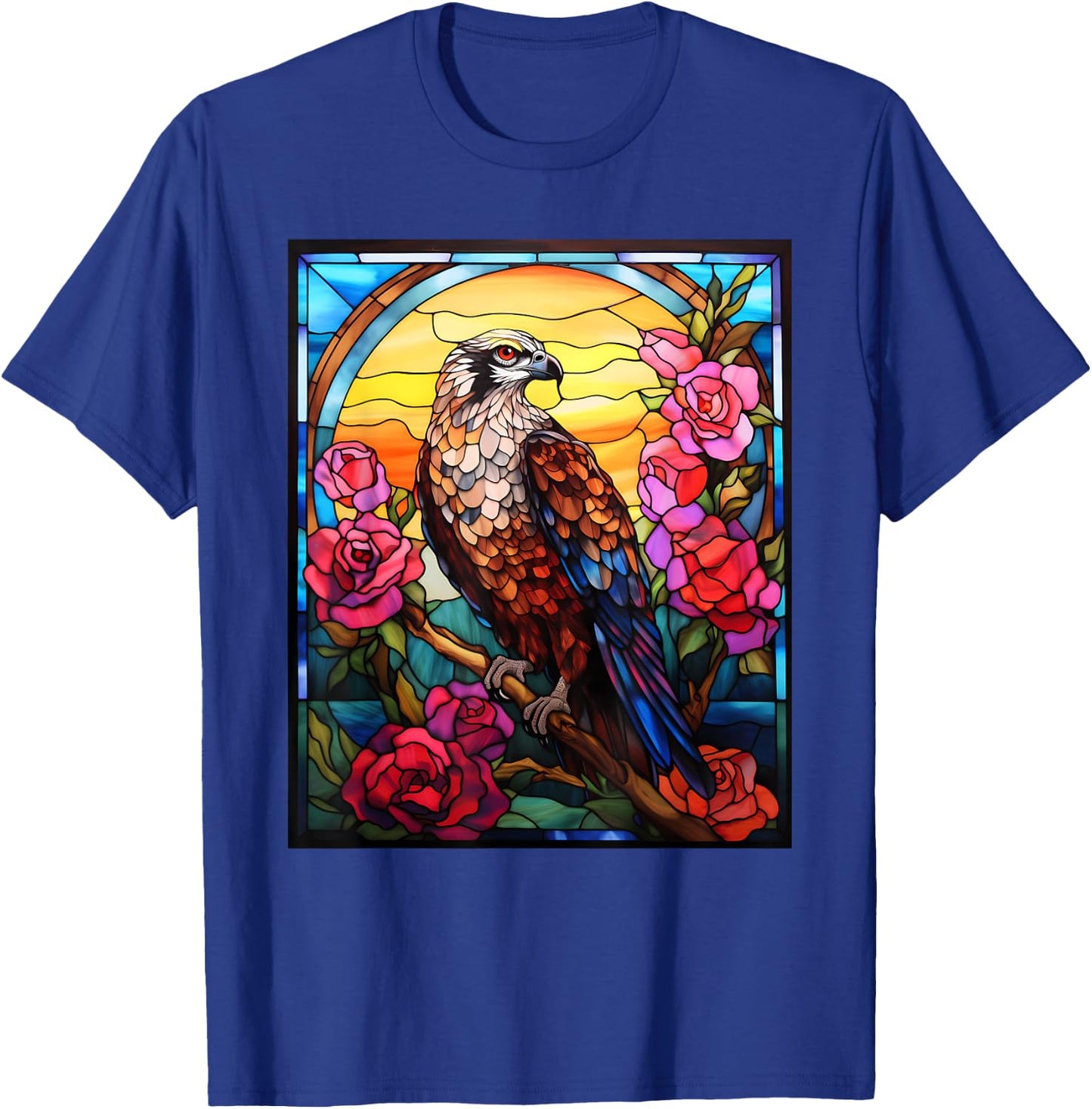 Stained Glass Style Osprey T-Shirt - T-Shirt | Royal