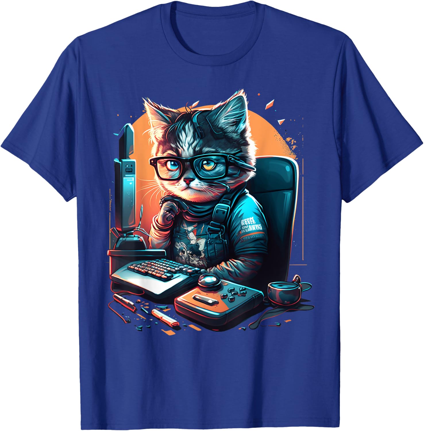 Cat Work On Computers with glasses cute cats Computer Nerd T-Shirt - T-Shirt | Royal