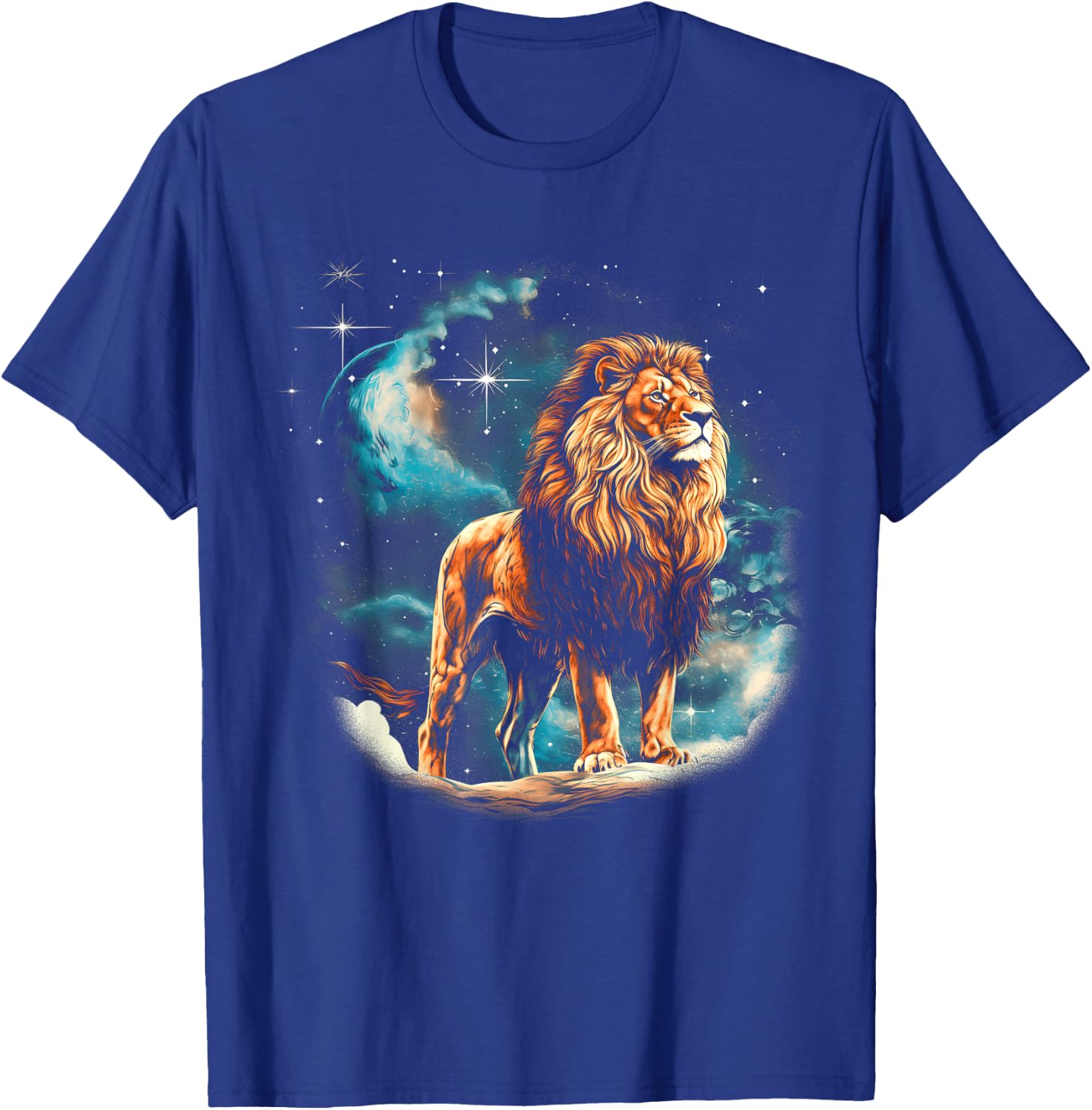 Starry Sky Proud Lion Male T-Shirt - T-Shirt | Royal
