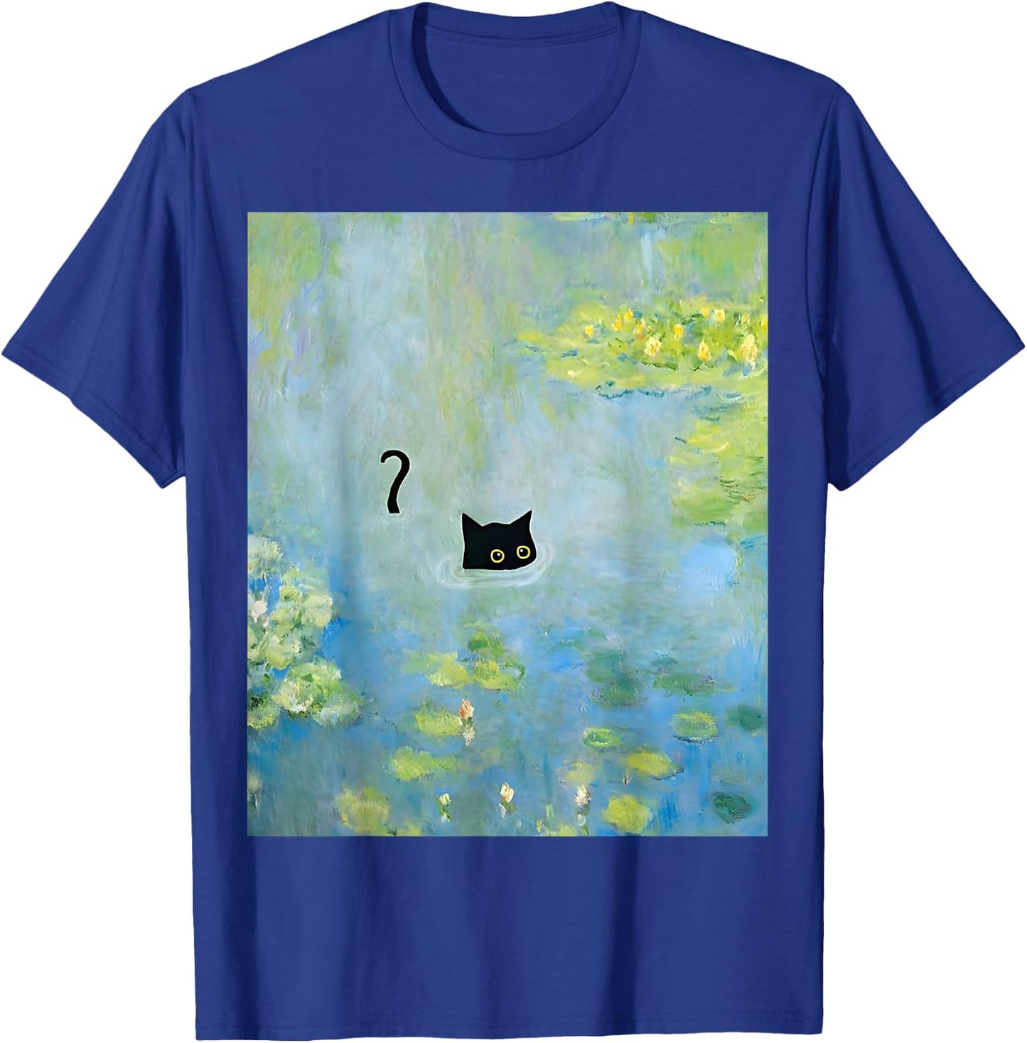 Black Cat Monets Summer Waterlily Women Girls Kids T-Shirt - T-Shirt | Royal